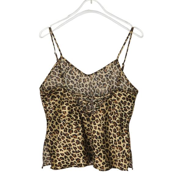 Secret Treasures Y2k Vintage Leopard Print Satin Cami Lace Up Back Sexy Small - Picture 5 of 6